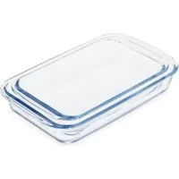 relaxdays Auflaufform 2er Auflaufform Set aus Glas, Glas
