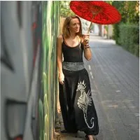 virblatt Haremshose Aladinhose Damen & Haremshose Herren, Baumwolle, Goa Hose Sommerhose Tasche mit Reißverschluss