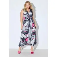 Ulla Popken Jerseykleid Jersey-Maxikleid Muster Drapierung
