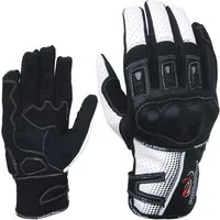 PROANTI Motorradhandschuhe Motorrad Handschuhe Sommer: Leder Textil Mix, Belüftet, Leicht - weiß