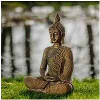 gartendekoparadies.de Gartenfigur Thailändische Buddha Statue, Steinfigur H. 49 cm, 16 kg, Frostsicher