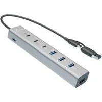 USB-C/USB-A Charging Metal HUB 7 port, USB-Hub silber