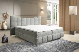 Boxspringbett Bett Schlafzimmerbett NOVA 140x200cm Stoff Rolf Grau