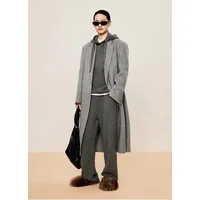 LESS Wollmantel Damen Oversized Wollmantel mit Reverse Kragen