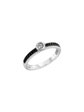 Celesta Silber Ring 925 Silber rhodiniert mit Zirkonia weiß und schwarz