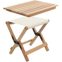 osoltus Campingstuhl osoltus Holz Falthocker 2in1 Camping Hocker / Beistelltisch Van natur