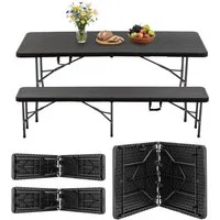 Thanaddo Klapptisch Bierzeltgarnitur Partytisch,Gartentisch,Campingtisch, Gartenmöbel Set,Klappbar & Wasserabweisend