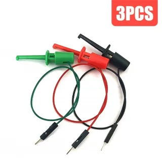 3PCS Hook Type Test Clip Probes with Male Head DuPont Line Cable 20cm for Precise Transistor Testing Great for Electroni