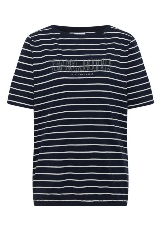 Cecil - Gestreiftes T-Shirt mit Frontprint blau - Gr. - M
