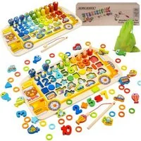 KRUZZEL Lernspielzeug Holzperlen-Mosaikpuzzle für Kinder: 6-in-1 Sortierer & Lernspiel (Lernspielzeug-set, 6 in 1 förderndes Konzetrations-spiel), Konzentration, fördert Fantasie, vielseitig, fördert Fähigkeiten.
