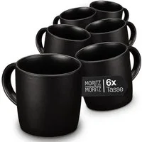 Moritz & Moritz Tasse NORDIC 6x Tassen Schwarz, 6-tlg., Steinzeug, für 6 Personen - spülmaschinen- und mikrowellengeeignet
