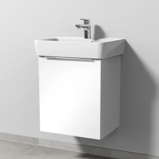 Sanipa 3way Waschtischunterbau zu Geberit Renova Plan Waschtisch mit 1 Tür, Weiß-Glanz UF87278