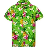 King Kameha Hawaiihemd Pineapple Flowers Funky Hawaii-Hemd Kurzarm Front-Tasche Unisex