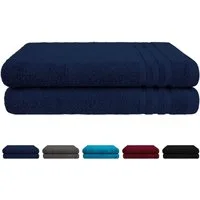 Rapp Badaustattung Duschtücher Rapp 2er Duschtuch-Set ca. 70x140 cm Badetuch Handtuch - navy, Walkfrottee (2-St), ca. 70x140 cm Badetücher Duschtücher in Uni Farben 100% Baumwolle