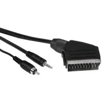 Hama Cinch-Stecker + 3,5mm Klinke auf Scart-Kabel Video-Adapter Scart,Composite,3,5mm Klinke, 1000 cm, 10m Adapter-Kabel Cinch Composite auf Scart-Stecker PC Laptop an TV