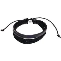 Firetti Lederarmband Casual-Look, mehrreihiges Design, teilweise geflochten