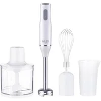 ADLER EUROPE Stabmixer AD 4620 Stabmixer Set, 4-in-1 Handmixer mit Zerkleinerer 500 ml, 800 W, Messbecher 700 ml, Schneebesen, Edelstahl, Weiß