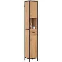 EUGAD Hochschrank (1-St) mit 5 Fächern 1 Schublade, natur, 30x180x30 cm
