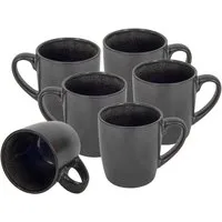 Spetebo Tasse Kaffeebecher schwarz metallic 350 ml, 6-tlg., Porzellan, Kaffeetasse Teetasse mit Henkel spülmaschinenfest