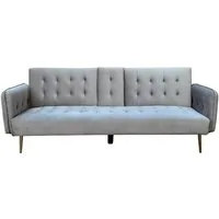 HTI-Living Schlafsofa Schlafsofa Eris Velvet Grau mit Becherhalter, Stück 1 Teile, Couch mit Bettfunktion