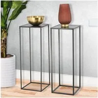 Spetebo Beistelltisch Metall Beistelltisch eckig 2er Set - 70 cm (2er Set, 2-St., Beistelltisch aus Metall), Blumenhocker in anthrazit im Set - Höhe ca. 70 cm
