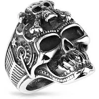 Taffstyle Fingerring Herren Ring Edelstahl Totenkopf gekreuzten Knochen, Herren Edelstahl Massiv Breit Herrenring Männer Biker Rocker Schmuck