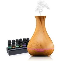 Hyrican Luftbefeuchter DT1746YN Aroma Luftbefeuchter, 400ml, App& Sprachsteuerung, Diffuser/Diffusor, 7 LED-Farben, Holzoptik, Alexa, Google