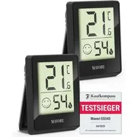 MAVORI Hygrometer und Thermometer digital mit sehr präzisen Messwerten, (2-St), Thermometer mit Luftfeuchtigkeit
