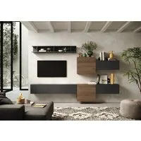 Home affaire Wohnwand Infinity, 6tlg. Breite 262 cm, Höhe variabel, Schrankwand, Anbauwand, (Lowboard hängend, 2x Hängeschrank, 2x Hängewürfel, Wandregal)