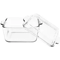 Pasabahce Auflaufform 590013 Borcam für Airfryer, Borosilikatglas, (1-St), Quadratische Kasserolle mit Deckel, 1 L, für den Airfryer