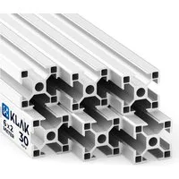 KLAK Profil KLAK 30 - 6x Aluprofil 30x30mm 2m System-, Montageprofil Typ-I Nut 8 (Set)