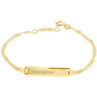 Stella-Jewellery Goldarmband 585 Gelbgold ID Armband Singapurkette 20cm (inkl. Etui, 1-tlg), Armkette, ID Goldarmband für Damen