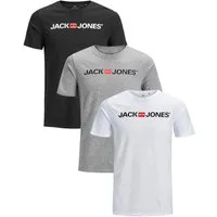 Jack & Jones Print-Shirt Bequemes Slimfit Shirt (Spar-Set, 3er-Pack) in Unifarbe mit Print