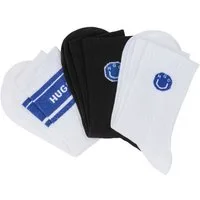 HUGO Freizeitsocken 3P QS BLUE DES CC W (3-Paar) mit kontrastfarbener Stickerei