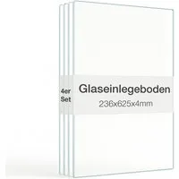 K-Möbel Glasvitrine Glasboden Standvitrine 2-türig 4er Set (4-St) Inkl Bodenträger & Abdeckkappen