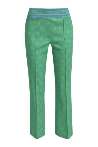Milano Italy - Pants w elastic waistband, pin tucks at frontlegs +kickflare apple print - Gr. - 36