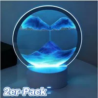 POPOLIC LED Nachtlicht Dynamisch 3D Sandbilder zum Drehen mit LED Nachtlicht, LED fest integriert, Entspannende Dekoration für Desktop-Kunst (Blau, 7)