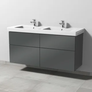 Sanipa 3way Waschtischunterbau zu Villeroy & Boch Subway 2.0 Waschtisch mit 4 Auszügen, Anthrazit-Gl SF61779
