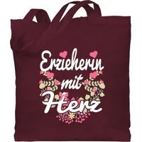 Shirtracer Umhängetasche Erzieherin mit Herz, Beruf und Job Geschenke