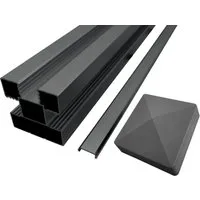 WPC Profi Zaunpfosten Sichtschutz Zaunpfosten Aluminium Pfosten anthrazit 80 x 6,8 x 6,8 cm, (Komplettset, 1-St., inkl. Blende und Kappe)