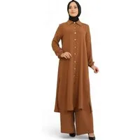 Modavitrini Longtunika Damen Anzug Lange Tunika mit Hose Hijab-Mode, Modest Fashion