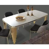 JVmoebel Esstisch Esszimmertisch aus Holz in Gold und Weiß, modern und stilvoll (1-St., 1x nur Esstisch ohne Stühle), Made in Europa