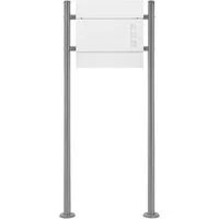 ML-DESIGN Standbriefkasten Wandbriefkasten Briefkasten Postkasten mit Zeitungsfach inkl. Standfuß, Briefkastenanlage mit Ständer Silber 120cm Mailbox mit Pfosten
