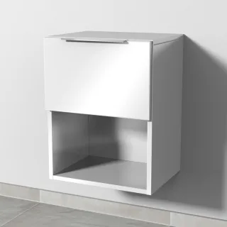 Sanipa 4balance Anbauschrank mit 1 Auszug und 1 offenem Fach, Weiß-Glanz, DG11078 DG11078