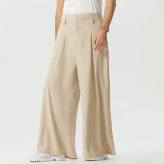 INCERUN Mens Pants Solid Color Loose Fit High Waist Tie Straight Leg Pants for Men Casual Comfy Male Trousers