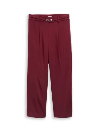 Tom Tailor - Cropped Straight Hose mit Gürtel Preppy Plum - Gr. - 28