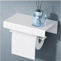 doporro Toilettenpapierhalter Klopapierhalter aus Aluminium mit Ablage L-förmigen Haken Lino-05, pulverbeschichtet, aus Aluminiumlegierung