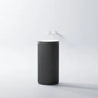 Steinberg Serie 740 Stand-Wandwaschtisch, ohne Überlauf, rund, ø 450mm, außen matt black, innen matt 7406500SW