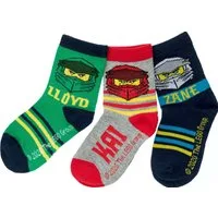 LEGO® Freizeitsocken LEGO NINJAGO Socken Set 3 Paar Kindersocken Kinder Strümpfe für Jungen Ninja BUNT Gr.23 24 25 26 27 28 29 30 31 32 33 34