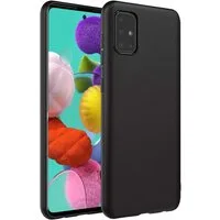 CoolGadget Handyhülle Handy Schutzhülle für Samsung Galaxy A51 matt schwarz 6,5 Zoll, Silikon TPU Hülle Schutz Tasche Cover schlicht Slim Case